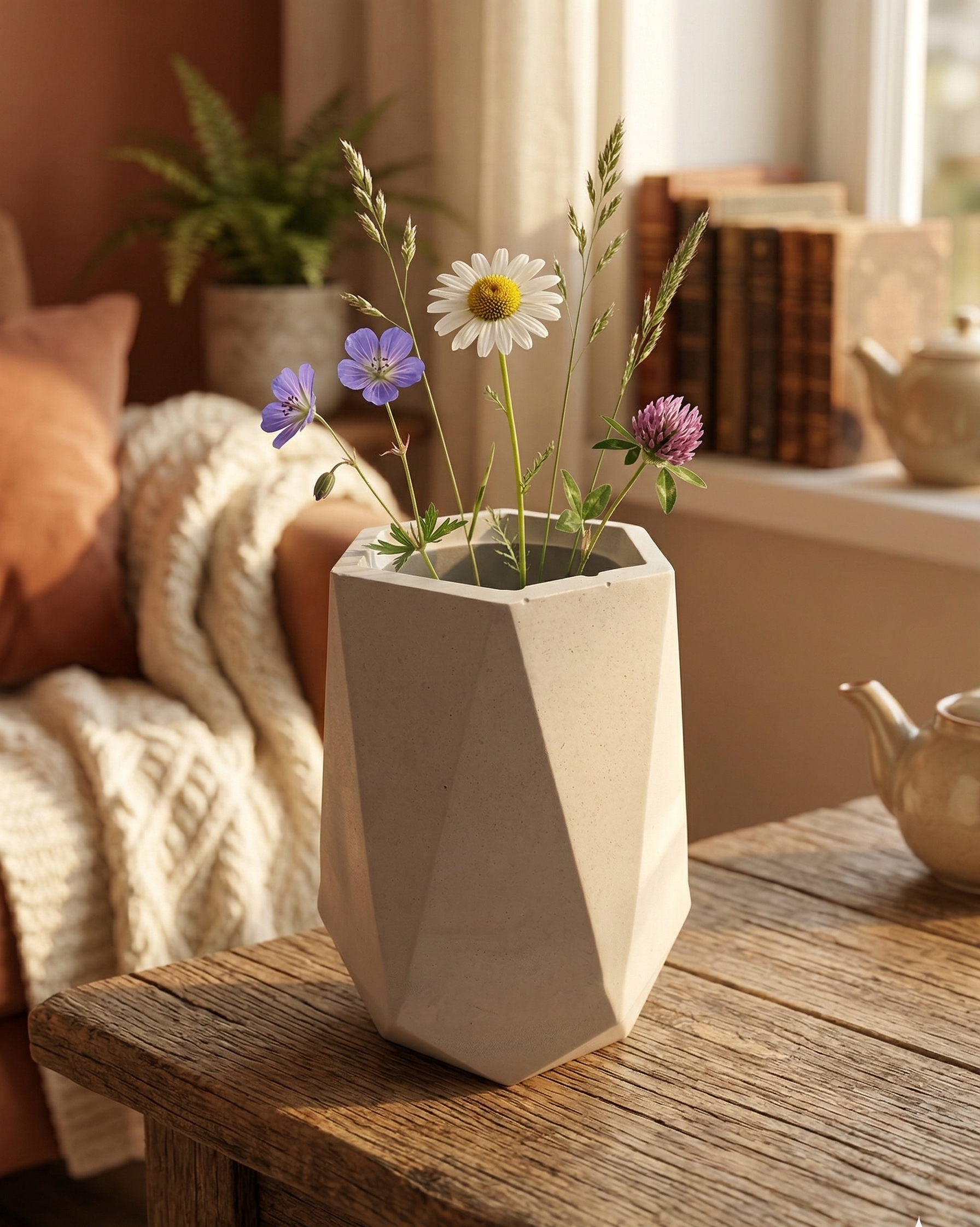 Florero geométrico grande blanco